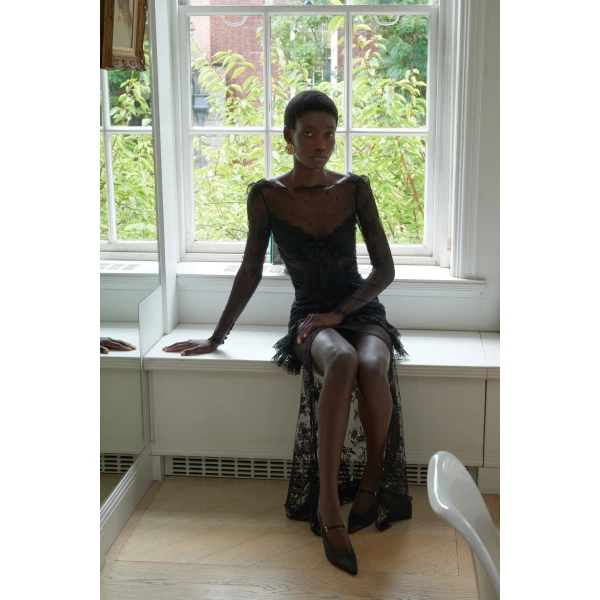 Alessandra Rich Sheer Lace Dress, view 3