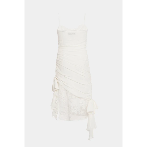 Alessandra Rich Silk And Lace Mini Dress, view 2