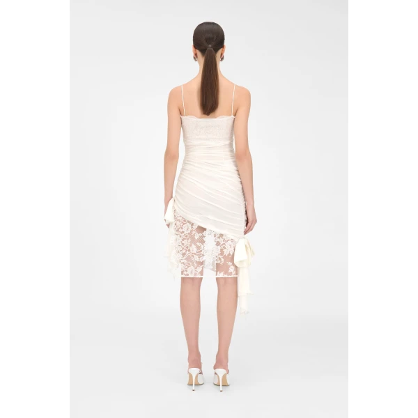 Alessandra Rich Silk And Lace Mini Dress, view 4