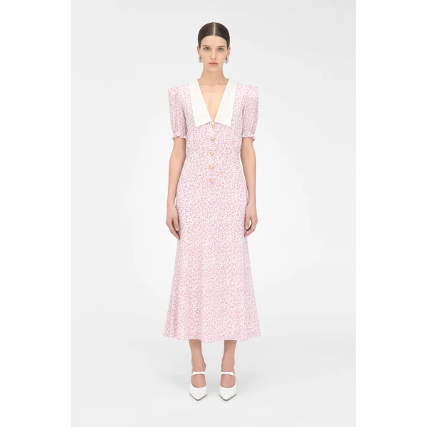 Alessandra Rich Small Flower Dress With Collar, view 3
