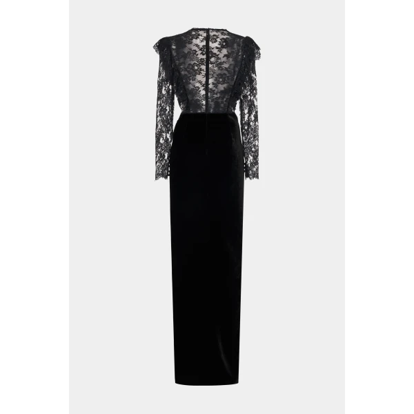 Alessandra Rich Velvet And Lace Gown, view 2