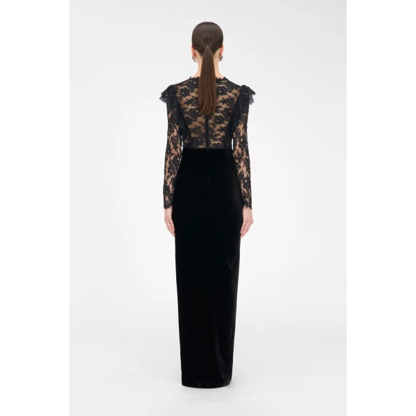 Alessandra Rich Velvet And Lace Gown, view 4