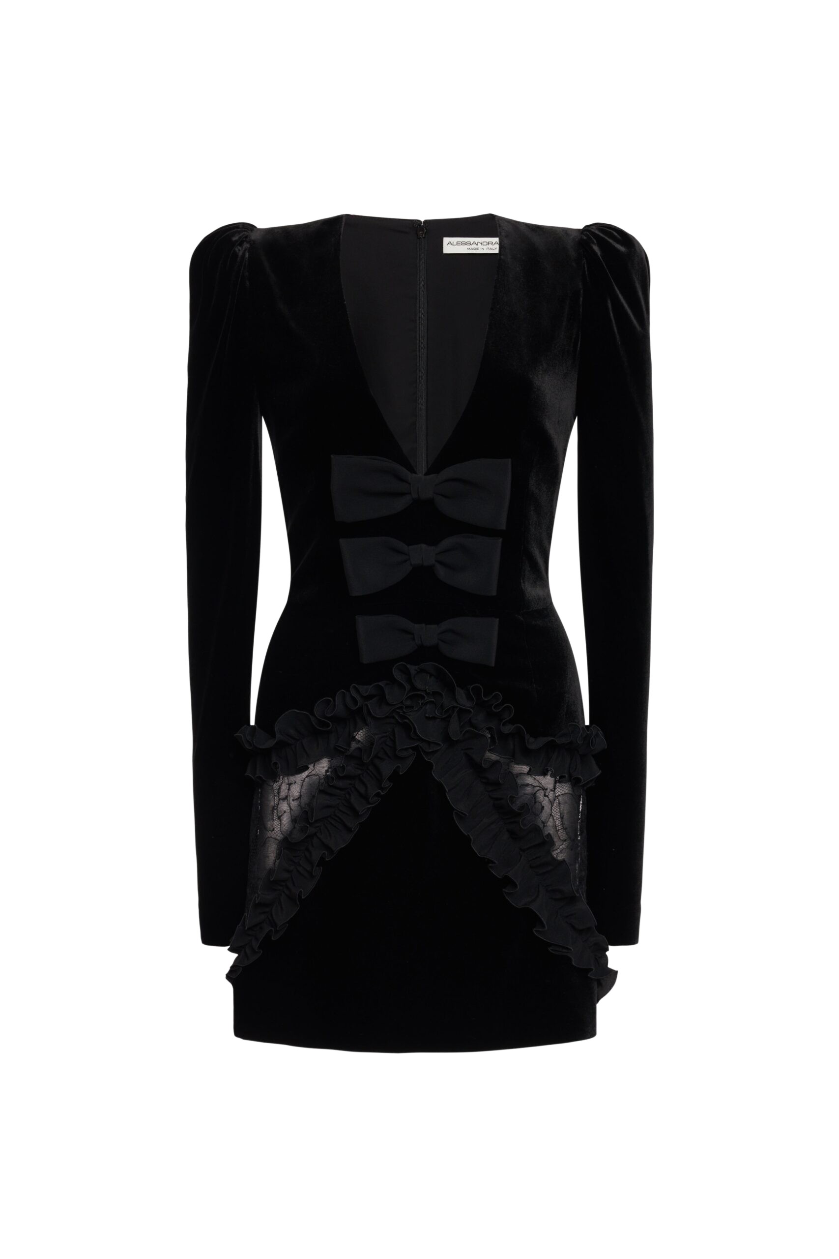 Alessandra Rich Velvet And Lace Mini Dress