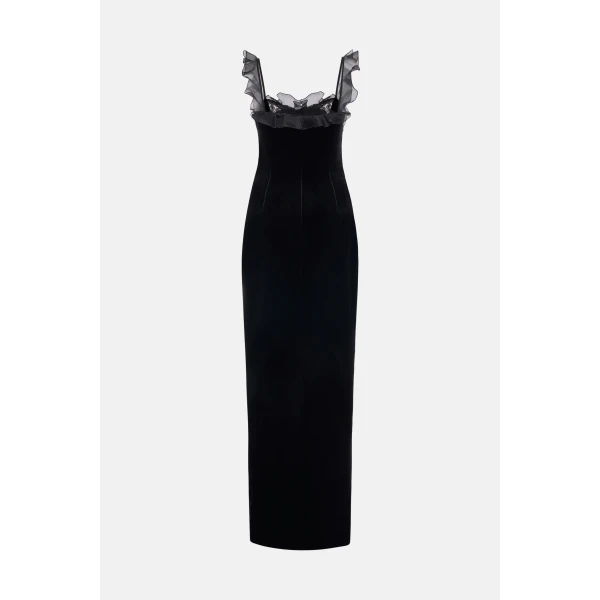 Alessandra Rich Velvet Dress With Lace Bustier, view 2