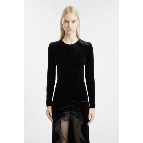 Alessandra Rich Velvet Dress With Ruches, view 5