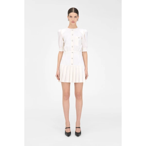 Alessandra Rich Wool Crepe Mini Dress, view 3
