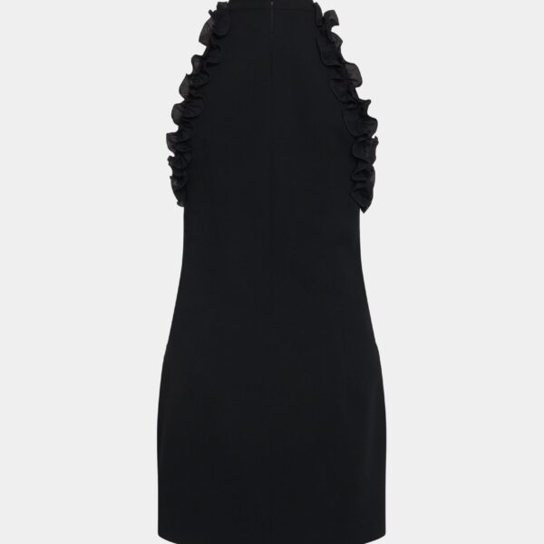 Wool Crepe Mini Dress With Bow