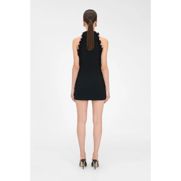 Alessandra Rich Wool Crepe Mini Dress With Bow, view 4