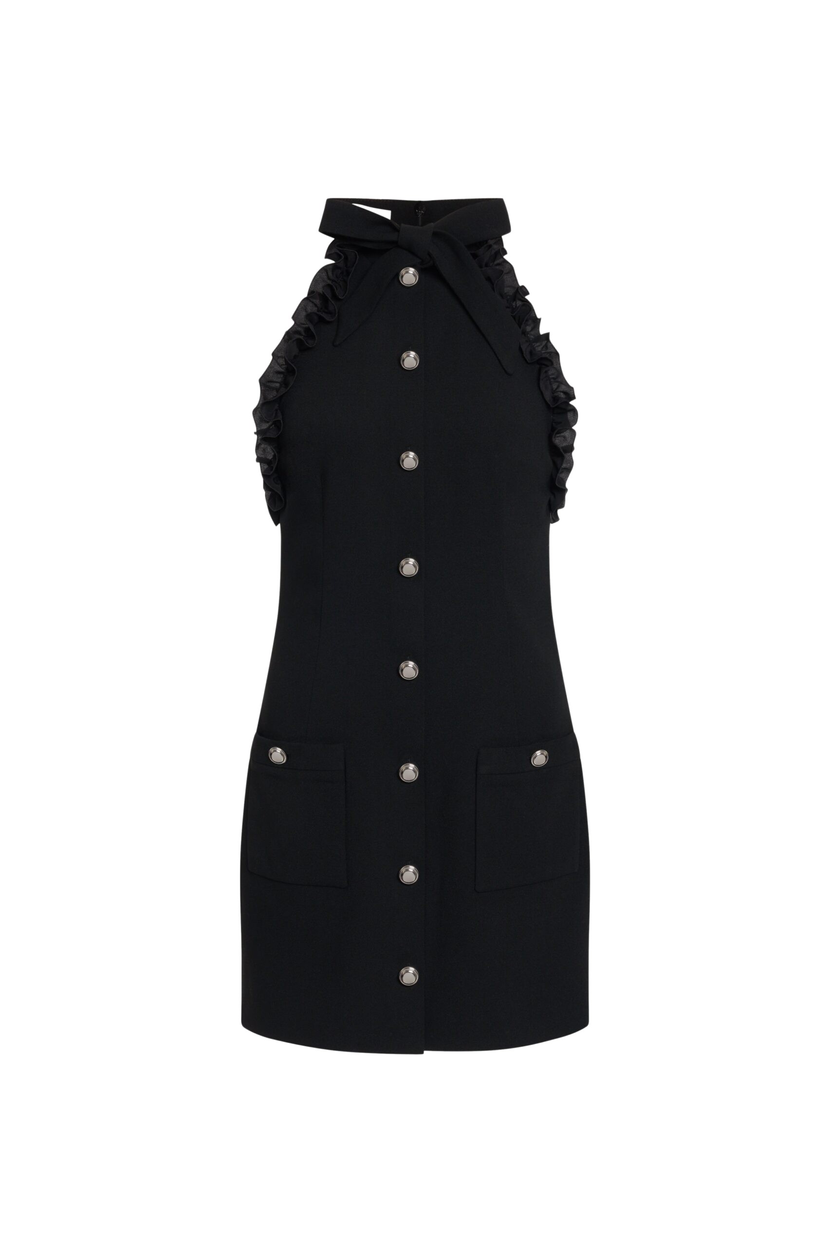 Alessandra Rich Wool Crepe Mini Dress With Bow