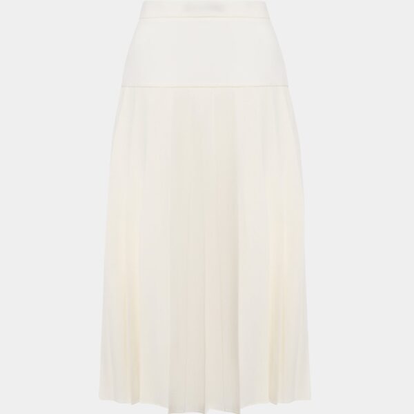 Wool Crepe Pleated Skirt
