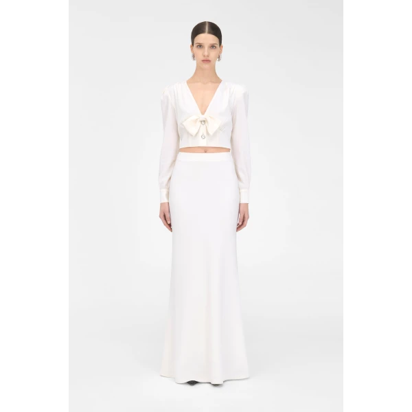 Alessandra Rich Wool Crepe Top, view 3
