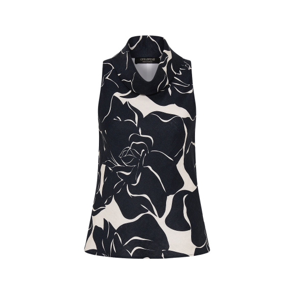 Carla Zampatti Celestial Petals Linen Folded Collar Top