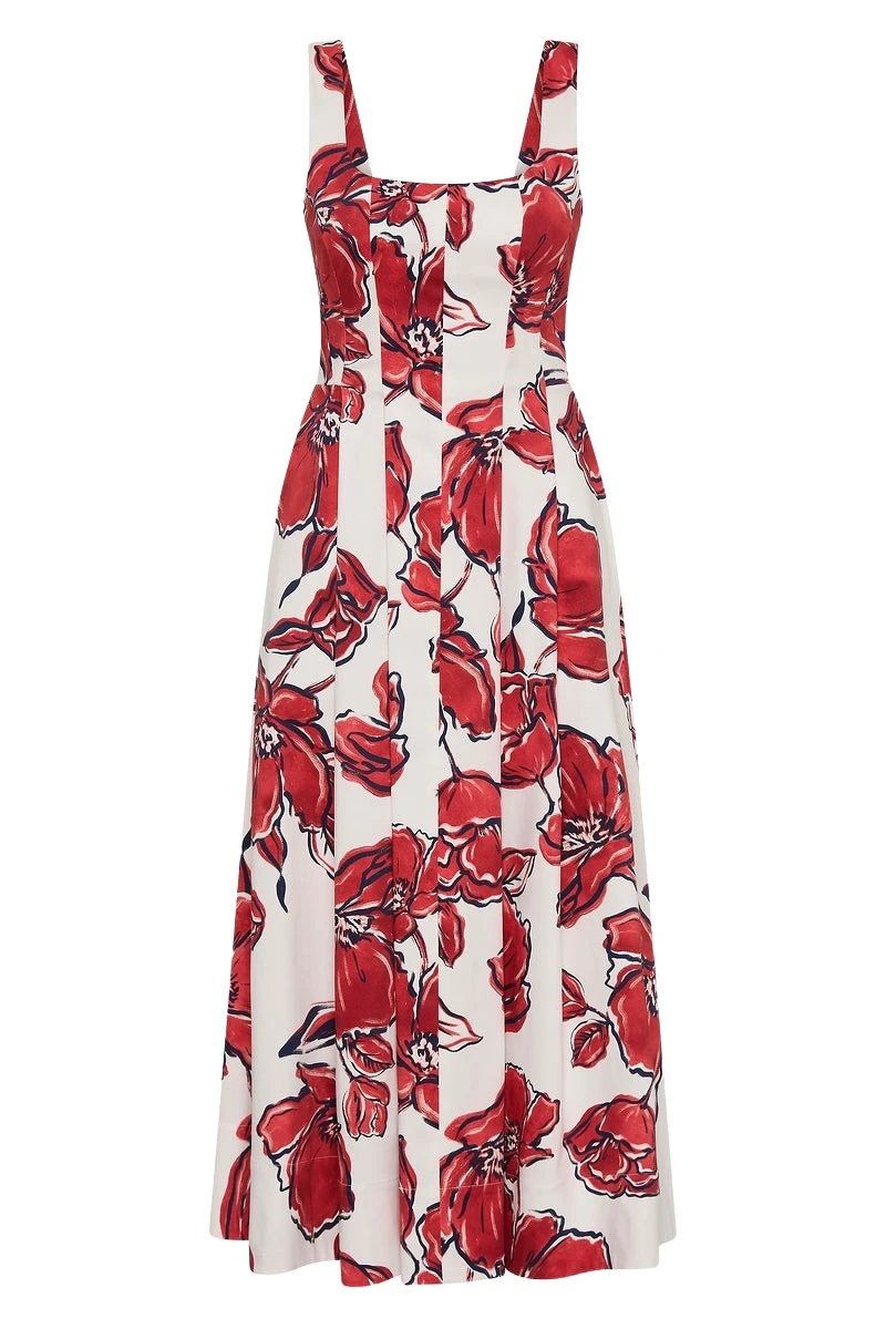 Carla-Zampatti-Crimson-Bouquet-Sateen-Panelled-Midi-Dress31653_nobg Carla Zampatti Dresses