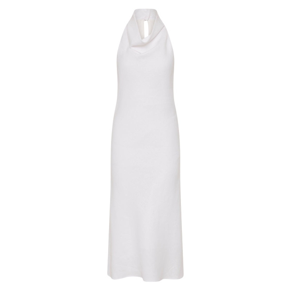 Carla Zampatti Ivory Linen Cowl Neck Midi Dress