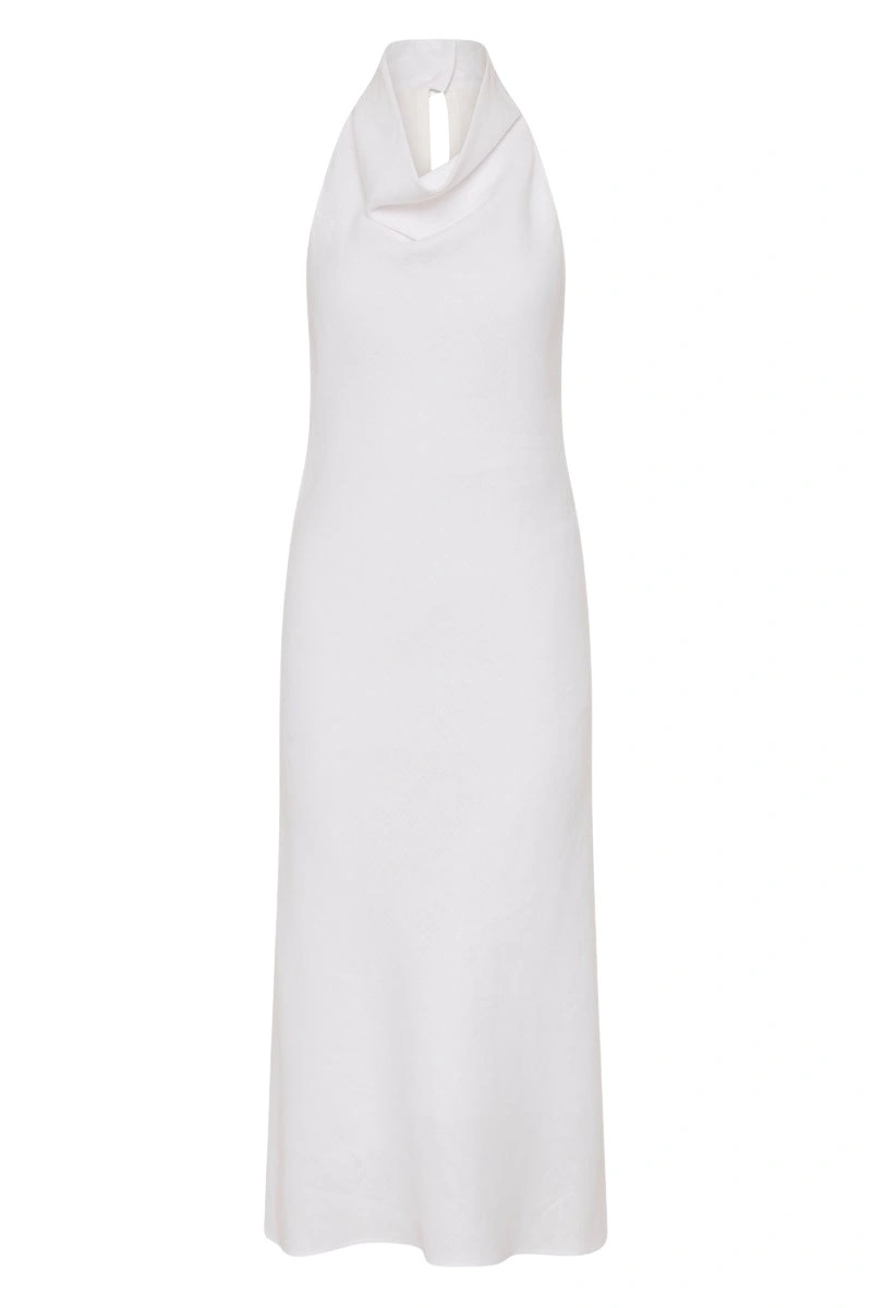 Carla-Zampatti-Ivory-Linen-Cowl-Neck-Midi-Dress60535_nobg Carla Zampatti Ivory Linen Cowl Neck Midi Dress