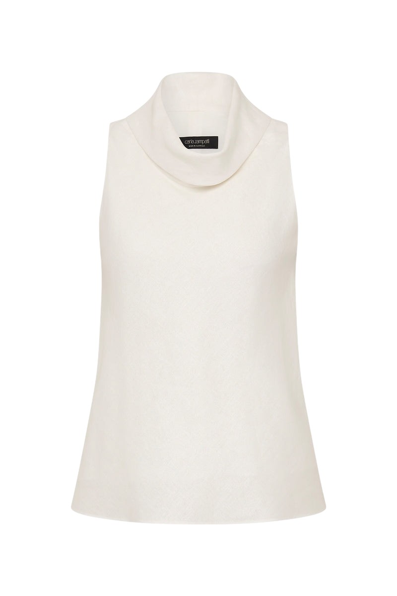 Carla-Zampatti-Ivory-Linen-Folded-Collar-Top46215_nobg Carla Zampatti Tops