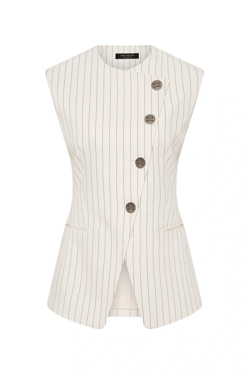 Carla-Zampatti-Ivory-Pinstripe-Linen-Asymmetric-Vest93507_nobg Carla Zampatti Ivory Pinstripe Linen Asymmetric Vest