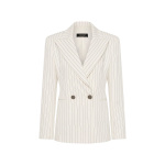 Carla Zampatti Ivory Pinstripe Linen Double Breasted Jacket