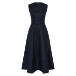 Carla Zampatti Navy Linen Belted Midi Dress