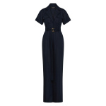 Carla Zampatti Navy Linen Utility Belted Jumpsuit