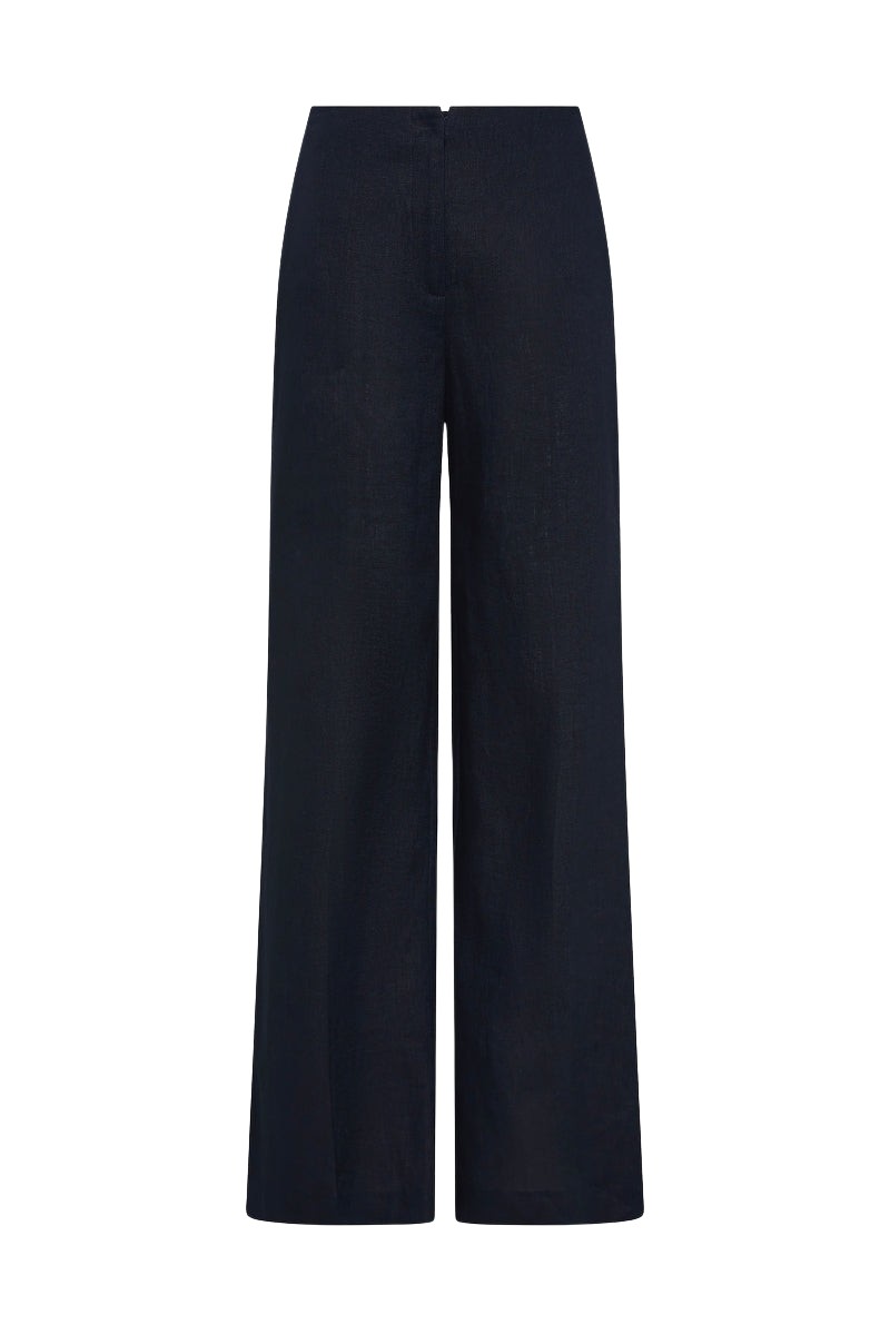 Carla-Zampatti-Navy-Linen-Waisted-Pant12111_nobg Carla Zampatti Pants