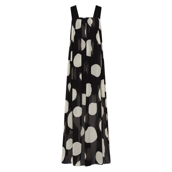 Noir Spot Tuck Detail Maxi Dress