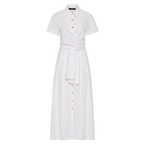 Carla Zampatti White Cotton Wrap Shirt Dress