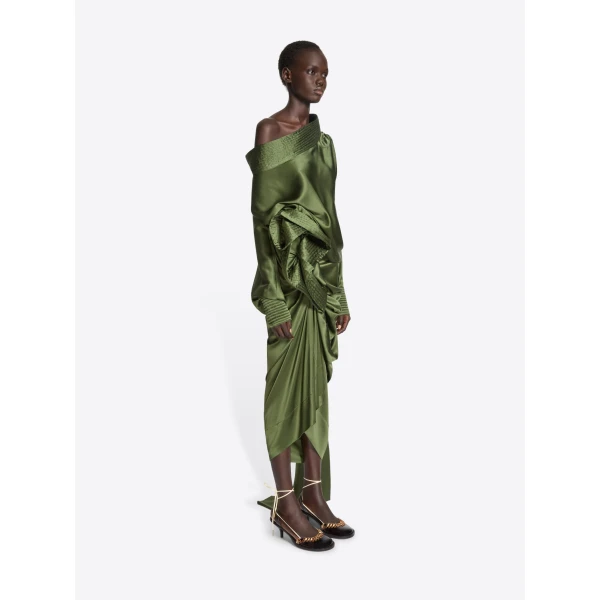 Dries Van Noten Draped silk satin shirt, view 2