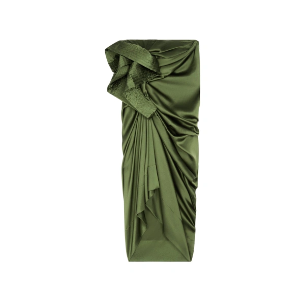 Dries Van Noten Draped silk satin skirt