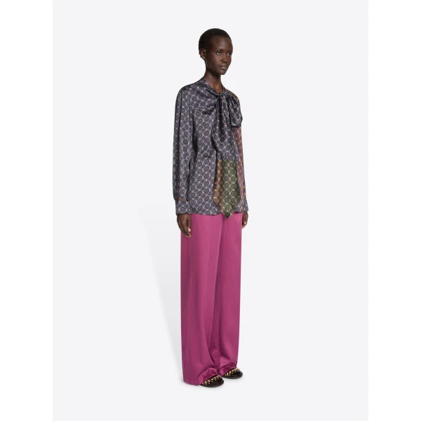 Dries Van Noten Silk pussy-bow shirt, view 2