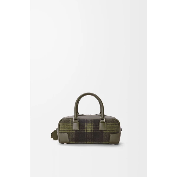 LOEWE Amazona 23 Cropped Bag In Tartan Suede And Nappa Calfskin, view 3