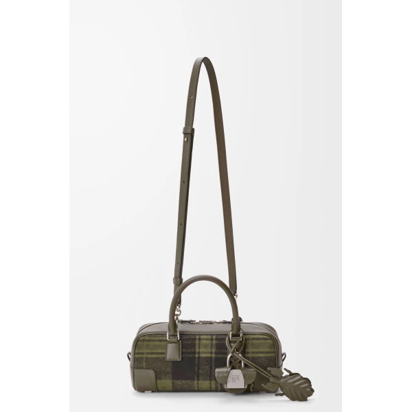 LOEWE Amazona 23 Cropped Bag In Tartan Suede And Nappa Calfskin, view 4