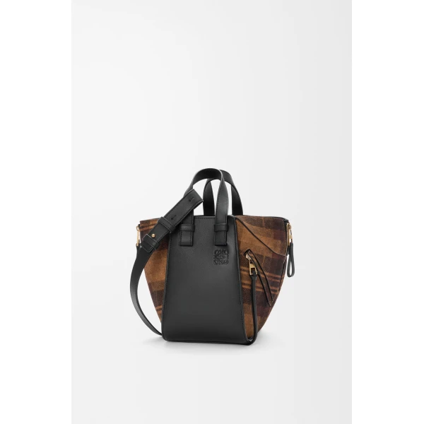 LOEWE Compact Hammock Bag In Suede And Classic Calfskin, view 2