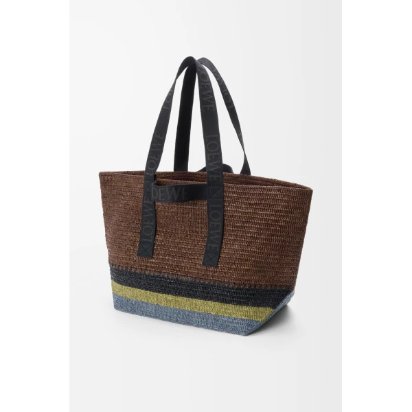 LOEWE Fold Shopper In Raffia, view 3