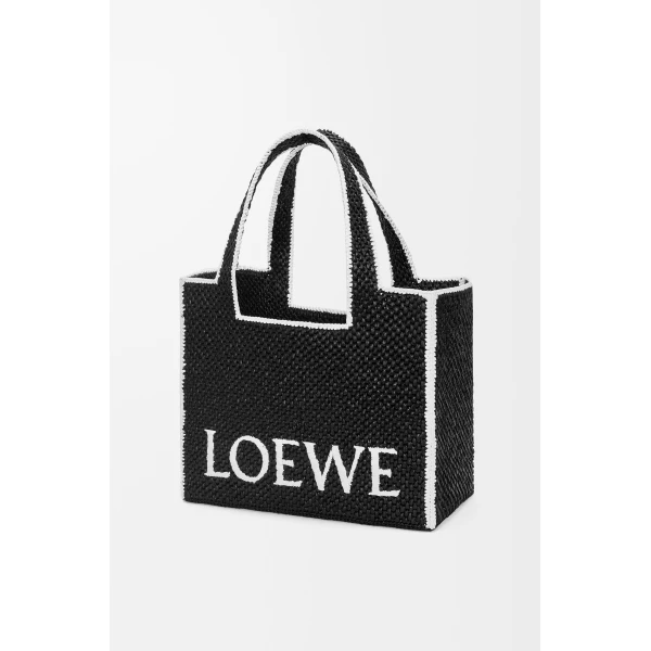 LOEWE Large Loewe Font Tote In Raffia, view 3