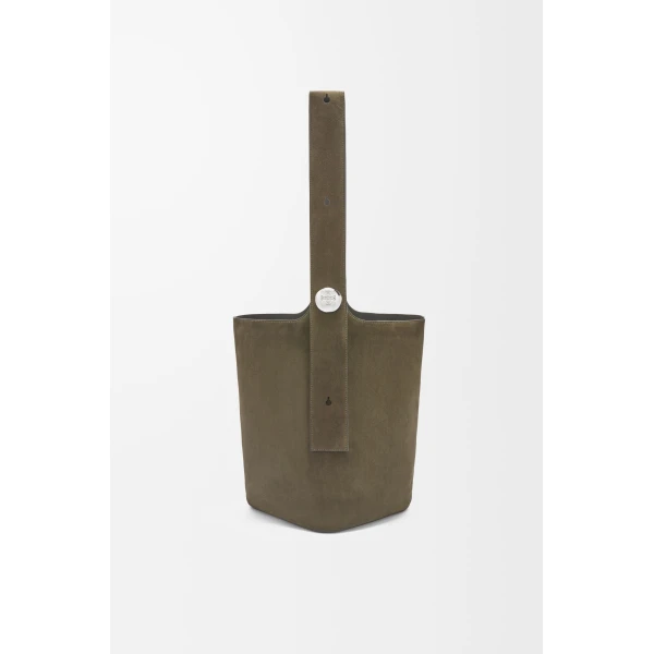 LOEWE Large Pebble Bucket Bag In Suede Calfskin, view 2