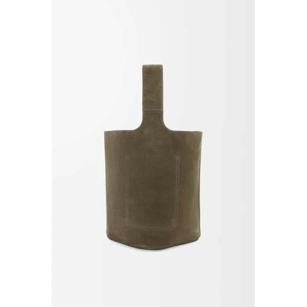 LOEWE Large Pebble Bucket Bag In Suede Calfskin, view 3