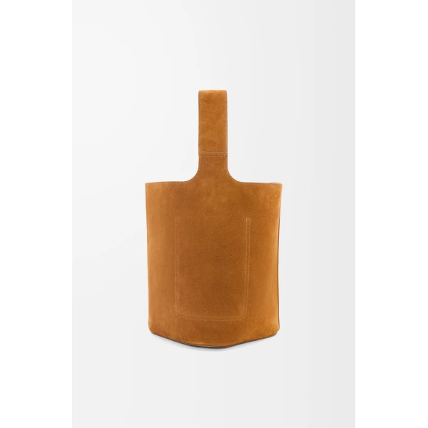LOEWE Large Pebble Bucket Bag In Suede Calfskin, view 4