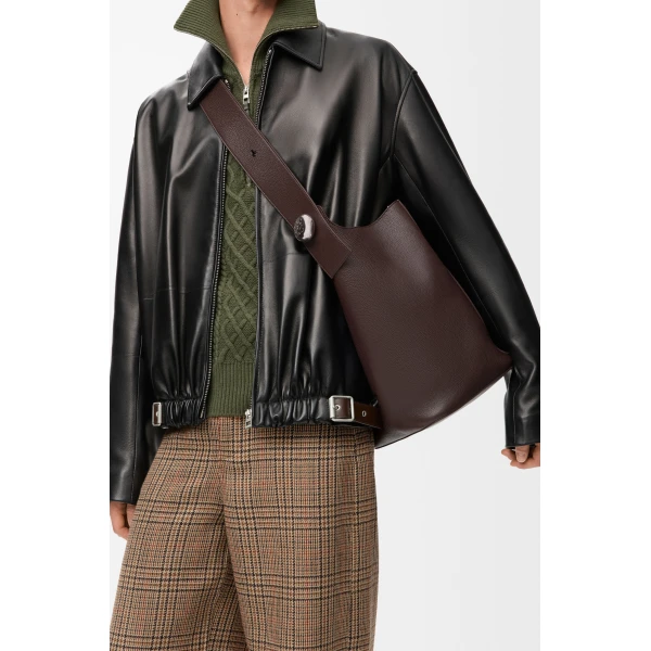 LOEWE Large Pebble Bucket In Supple Grained Calfskin, view 2