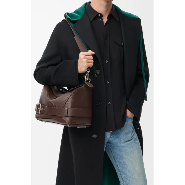 LOEWE Large Puzzle Biker Bag In Shiny Calfskin, view 2