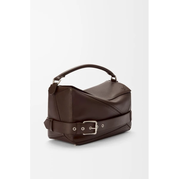 LOEWE Large Puzzle Biker Bag In Shiny Calfskin, view 3