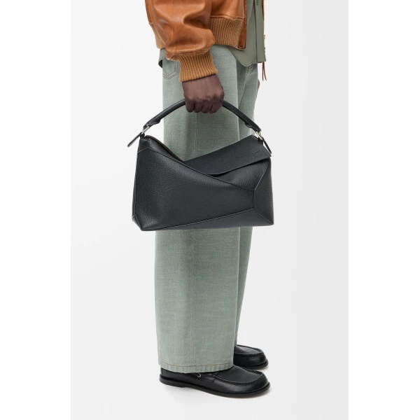 LOEWE Large Puzzle Edge Bag In Grained Calfskin, view 2