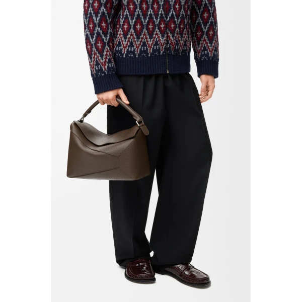 LOEWE Large Puzzle Edge Bag In Grained Calfskin, view 2
