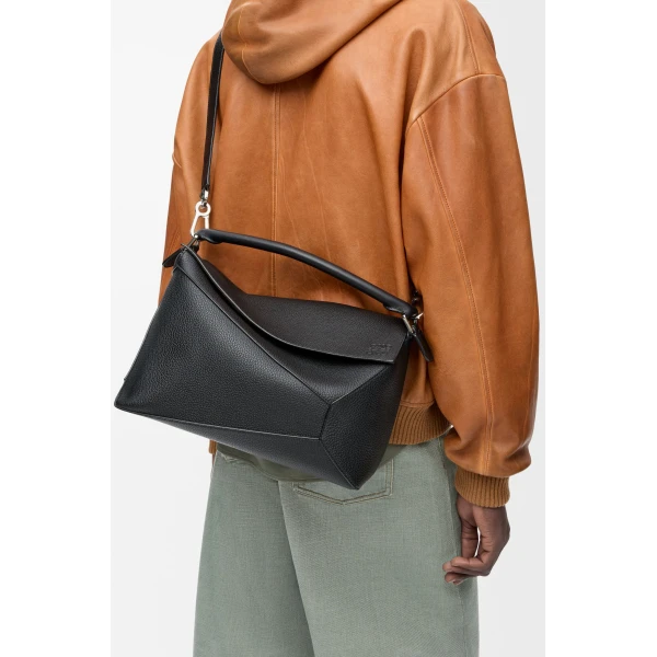 LOEWE Large Puzzle Edge Bag In Grained Calfskin, view 3