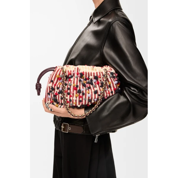 LOEWE Medium Flamenco Purse In Embroidered Textile, view 2