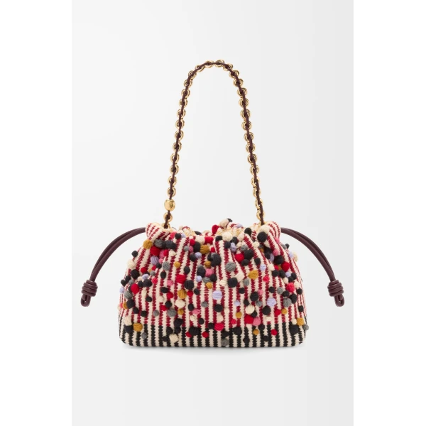 LOEWE Medium Flamenco Purse In Embroidered Textile, view 3