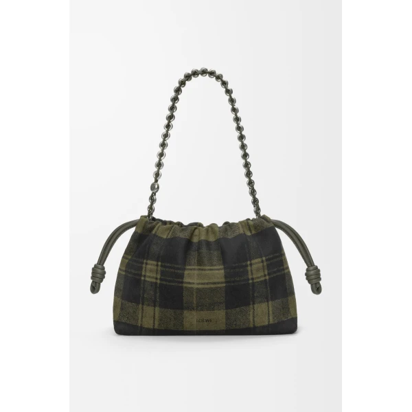 LOEWE Medium Flamenco Purse In Tartan Suede, view 2