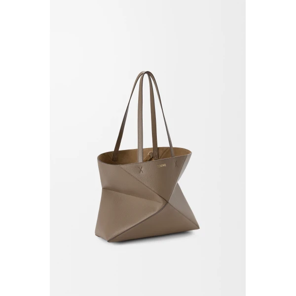 LOEWE Medium Horizontal Puzzle Fold Tote In Soft Grained Calfskin, view 3