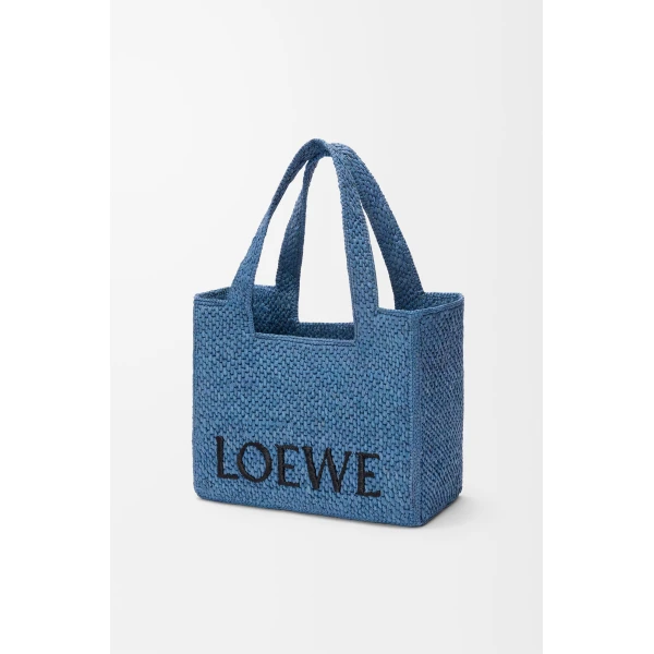 LOEWE Medium Loewe Font Tote In Raffia, view 3