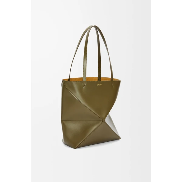 LOEWE Medium Puzzle Fold Tote In Shiny Calfskin, view 3